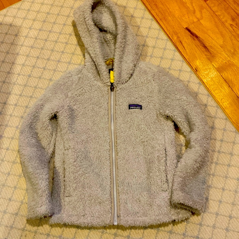 Patagonia XS (5-6) gray fuzzy zip hoodie